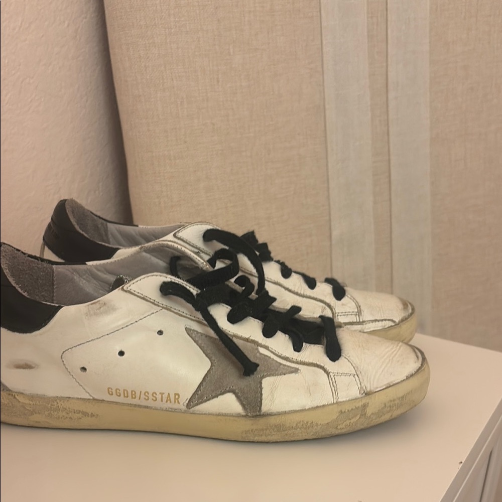 Golden Goose White and Gray Star Sneakers